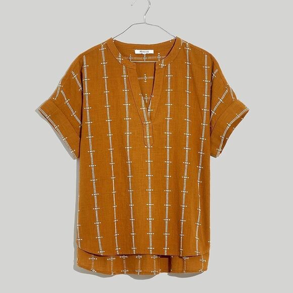 Madewell Tops - Madewell Lakeline Popover Shirttail Top in Jacquard Stripe Size L